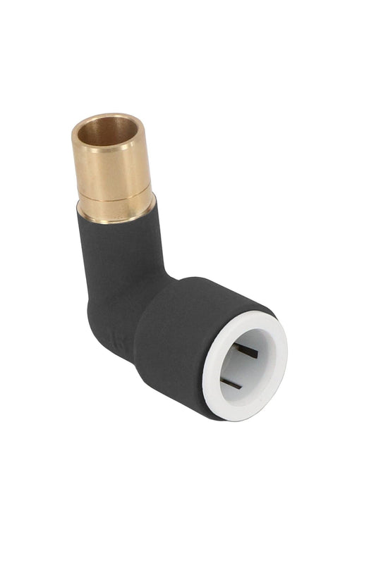 Matt Black Pushfit Radiator Valve Elbow Stem 15mm x 15mm