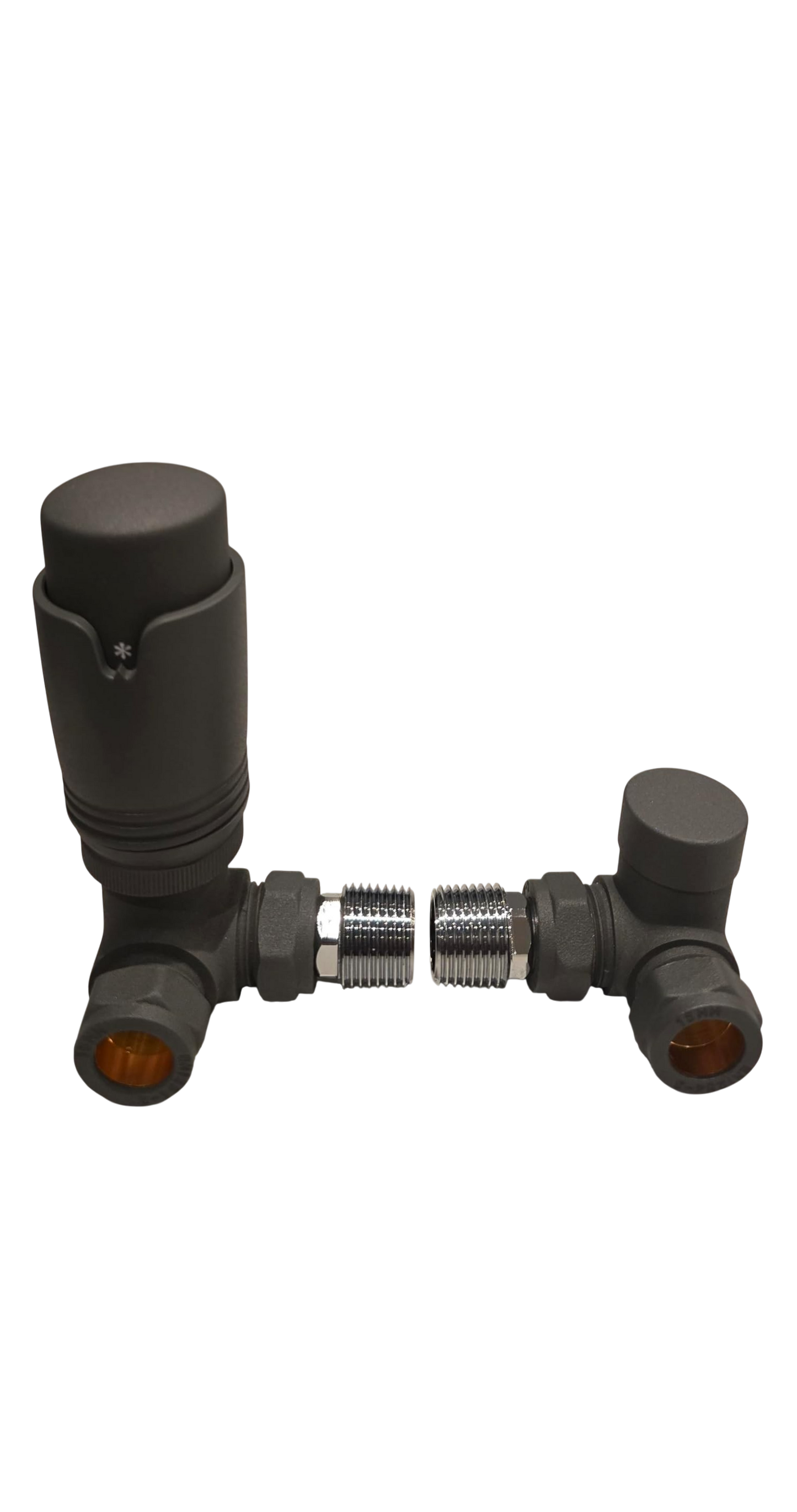 Anthracite Corner Thermostatic Radiator Valve & Lockshield Pack