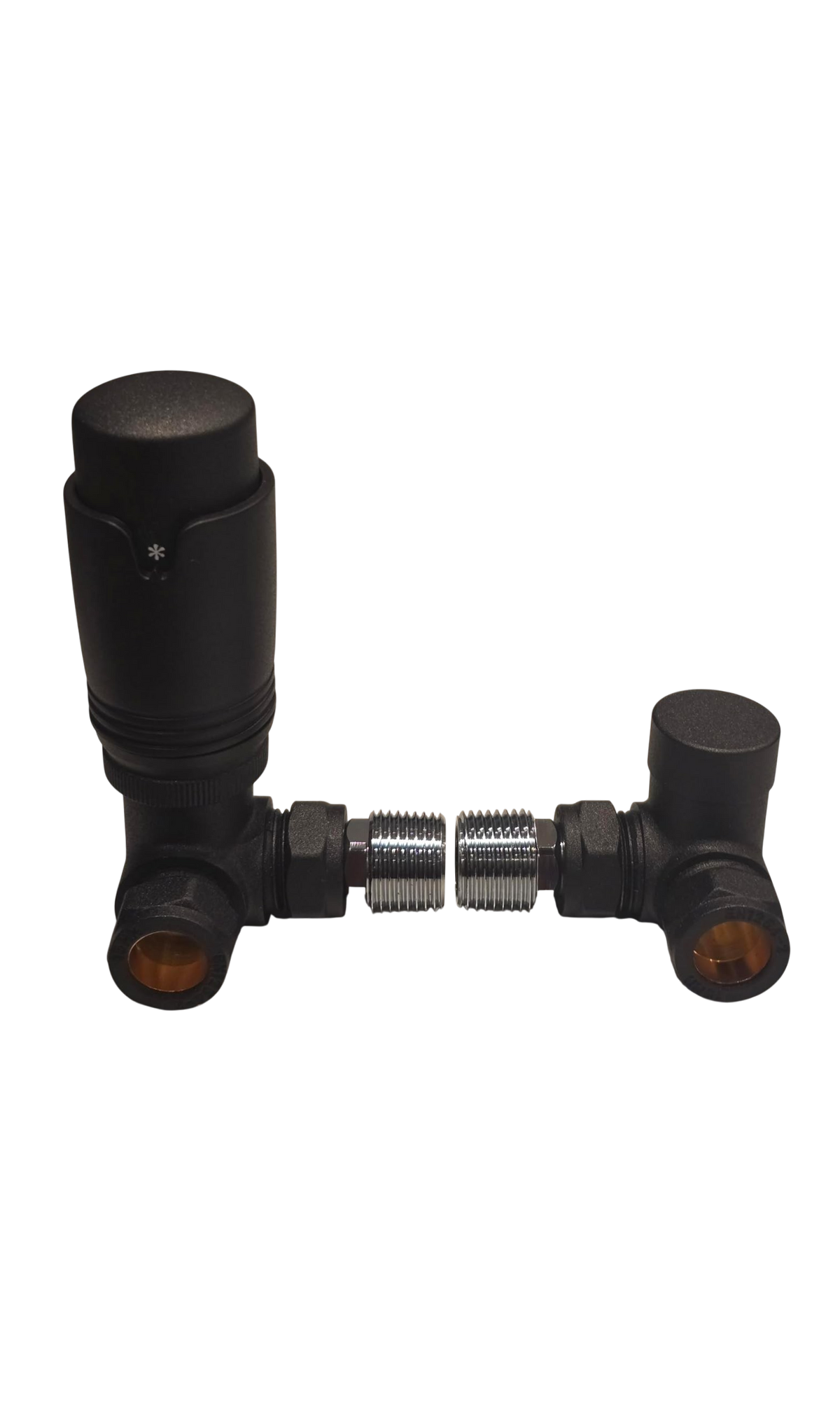 Matt Black Corner Thermostatic Radiator Valve & Lockshield Pack