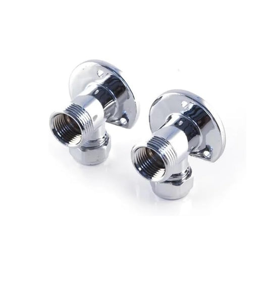 Exposed Shower Wallplate Elbow 15mm x 3/4'' Pair